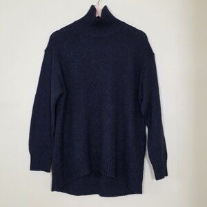 Uniqlo:C Sweater Women S Heathered Navy LS Cotton Wool Witchy Whimsigoth Slouchy